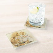 Beatrix Potterによるウサギとミルクプリン ガラスコースター (アングル)