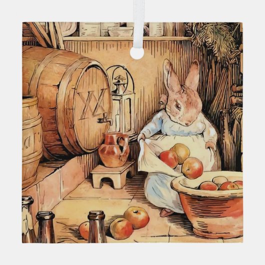 Beatrix Potterによる「Making Apple Cider」 ガラスオーナメント (裏面)