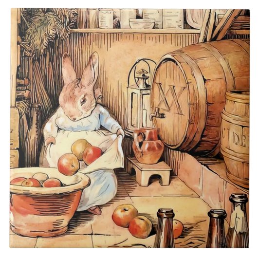 Beatrix Potterによる「Making Apple Cider」 タイル (正面)