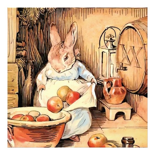 Beatrix Potterによる「Making Apple Cider」 フォトプリント (正面)