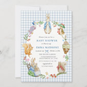 Beatrix Potter Peter Rabbit Blue Baby Shower 招待状 (正面)