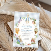 Beatrix Potter Peter Rabbit Blue Baby Shower 招待状