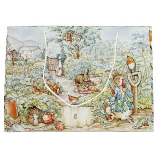 Beatrix Potter Storybook Characters Garden ラージペーパーバッグ