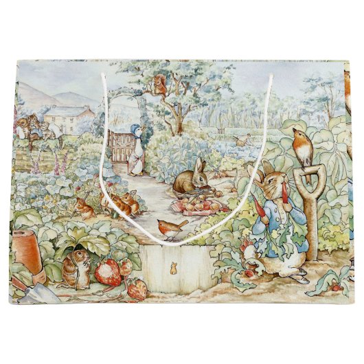 Beatrix Potter Storybook Characters Garden ラージペーパーバッグ (正面)