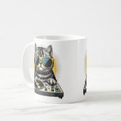 Beats Feline Dj Cat Synthwave Kitty Mix コーヒーマグカップ (正面左)