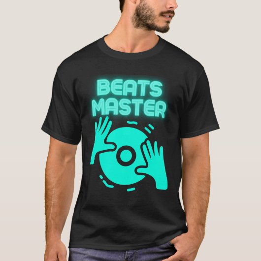Beats Master DJ Tee EDM Music Quote Party Wear Tシャツ (正面)