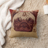 Beatuifulブラウンのパグの枕 クッション (ブランケット)