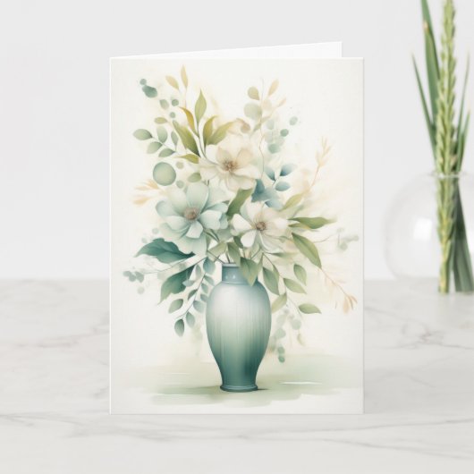 Beauftiful Flowers in a Vase Hello Greeting カード (正面)