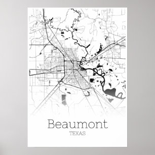 Beaumontの地図-テキサス州-都市地図ポスター ポスター