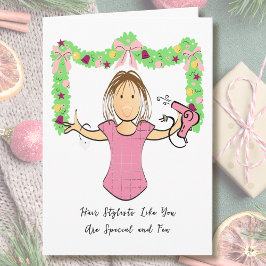 Beautician Cartoon Funny Thank You from Customer カード