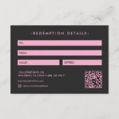 Beautician Pink Esthetics Black Gift Card (裏面)