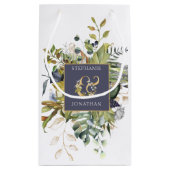 BEAUTIFULフローラブルー&グリーンwアンパサンド結婚ズ スモールペーパーバッグ (裏面)