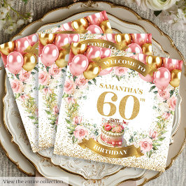 Beautiful 60th Birthday Napkins Gold Bloom Touch スタンダードカクテルナプキン