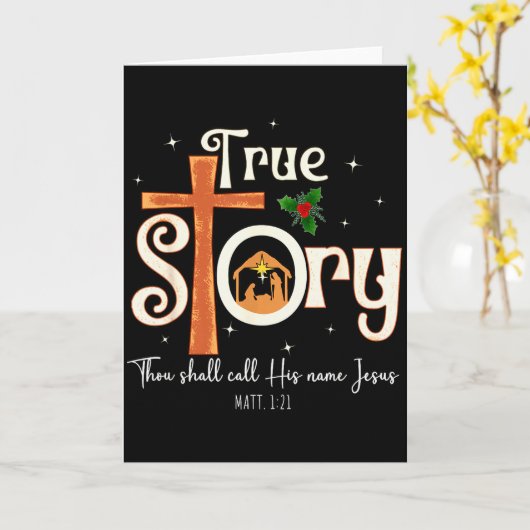 Beautiful A True Story Nativity Christian Christma カード (黄色い花)