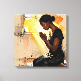Beautiful Abstract African=American Woman Praying キャンバスプリント