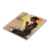Beautiful Abstract African=American Woman Praying タイル (側面)