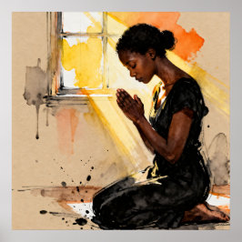 Beautiful Abstract African=American Woman Praying ポスター