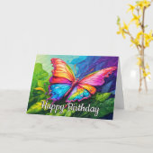 Beautiful Abstract Butterfly Happy Birthday カード (黄色い花)