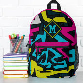 Beautiful Abstract Graffiti Pattern Monogram プリントバックパック