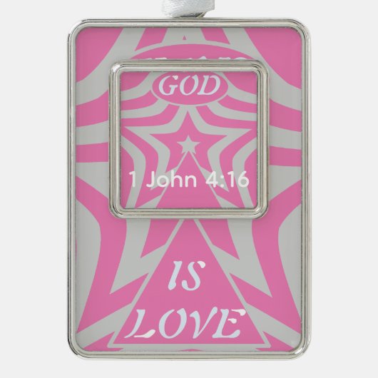 Beautiful Achempong God Is Love Star Pastel Pink シルバープレートフレームオーナメント (正面)