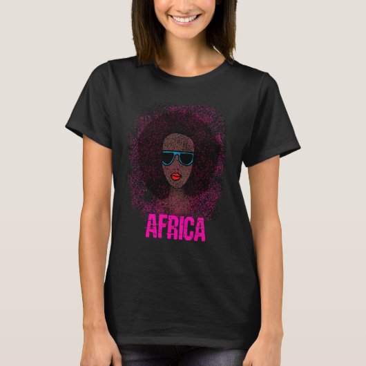 Beautiful Africa Afro women hair safari pride Tシャツ (正面)