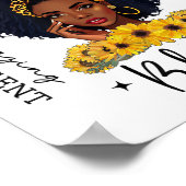 Beautiful African American Black Woman Sunflower L ポスター (角)