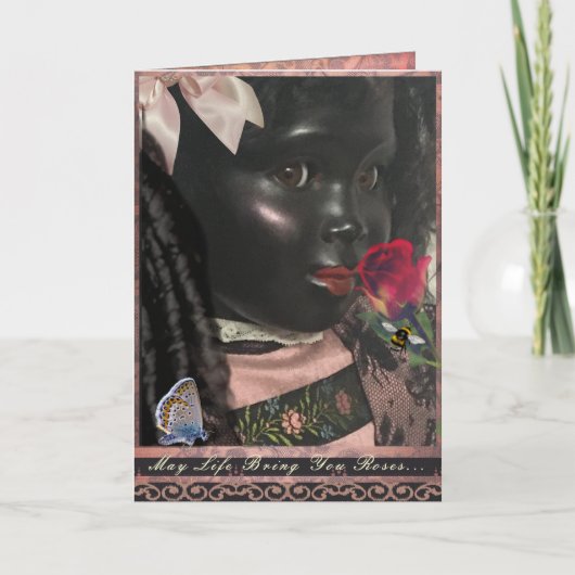 Beautiful African Child Doll Greeting Card カード (正面)