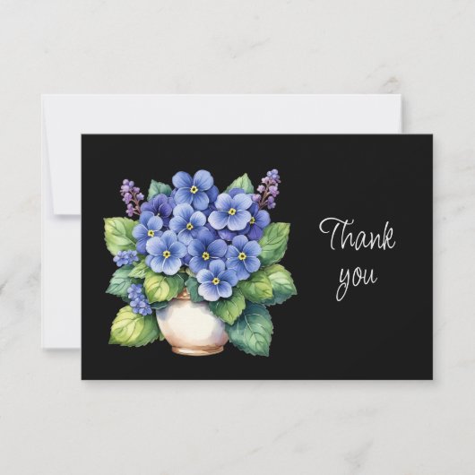 Beautiful African Violet Flowers Thank You Card サンキューカード (正面)
