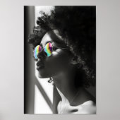 Beautiful African Woman Profile, Black & White, B3 ポスター (正面)