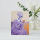 Beautiful Alien Lady in Purple With Orange Juice ポストカード (スタンド正面)