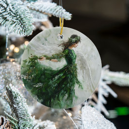 Beautiful and Unique Green Angel Ornament セラミックオーナメント