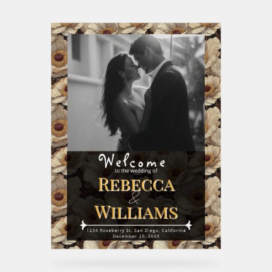 Beautiful Anemones Charm Garden Wedding アクリルサイン (正面)