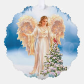 Beautiful Angel With Tree Paper Ornament Card オーナメントカード (正面)