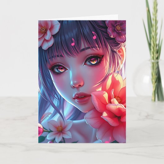 Beautiful Anime Girl Birthday カード (正面)
