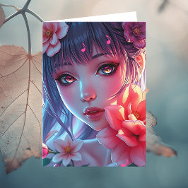 Beautiful Anime Girl Birthday カード