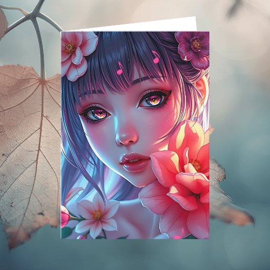 Beautiful Anime Girl Birthday カード