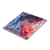 Beautiful Anime Girl Glitchcore Floral タイル (側面)