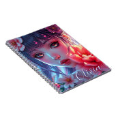 Beautiful Anime Girl Glitchcore Floral ノートブック (右側)