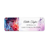 Beautiful Anime Girl Glitchcore Floral ラベル (正面)