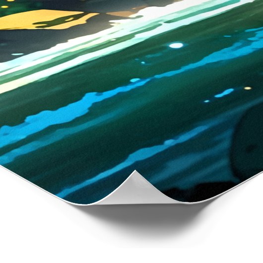 Beautiful Anime Waterfall Illustration ポスター (角)