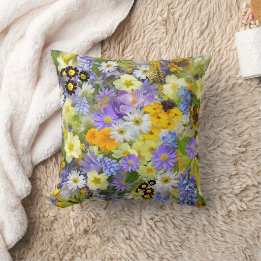 Beautiful Array of Colorful Flowers クッション (ブランケット)