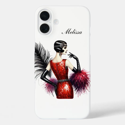 Beautiful Art Deco lady add your name  Case-Mate iPhoneケース (裏面)