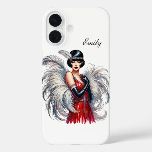 Beautiful Art Deco lady add your name  Case-Mate iPhoneケース (裏面)