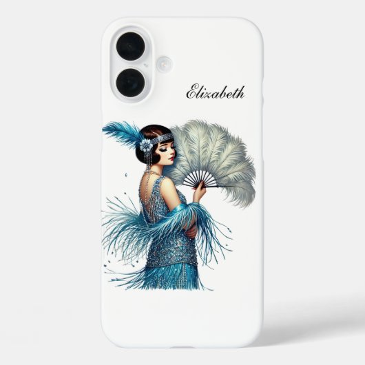 Beautiful Art Deco lady add your name  Case-Mate iPhoneケース (裏面)