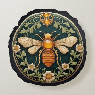 Beautiful Art Nouveau Bee ラウンドクッション