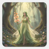 Beautiful August Peridot Fairy スクエアシール (正面)
