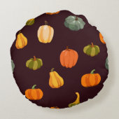 Beautiful autumn background with colorful pumpkins ラウンドクッション (裏面)
