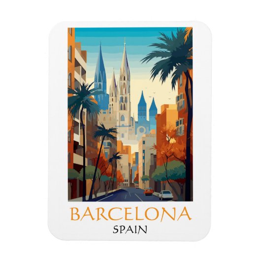 Beautiful Barcelona Spain Retro Vintage Travel マグネット (縦)