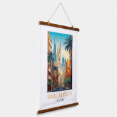 Beautiful Barcelona Spain Retro Vintage Travel 吊り下げ型タペストリー (傾斜あり)