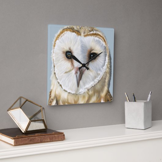 Beautiful Barn Owl スクエア壁時計 (オフィス)
